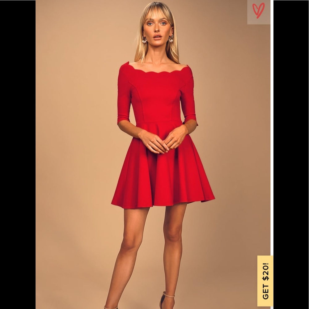 Lulu’s Red Scalloped Skater Dress